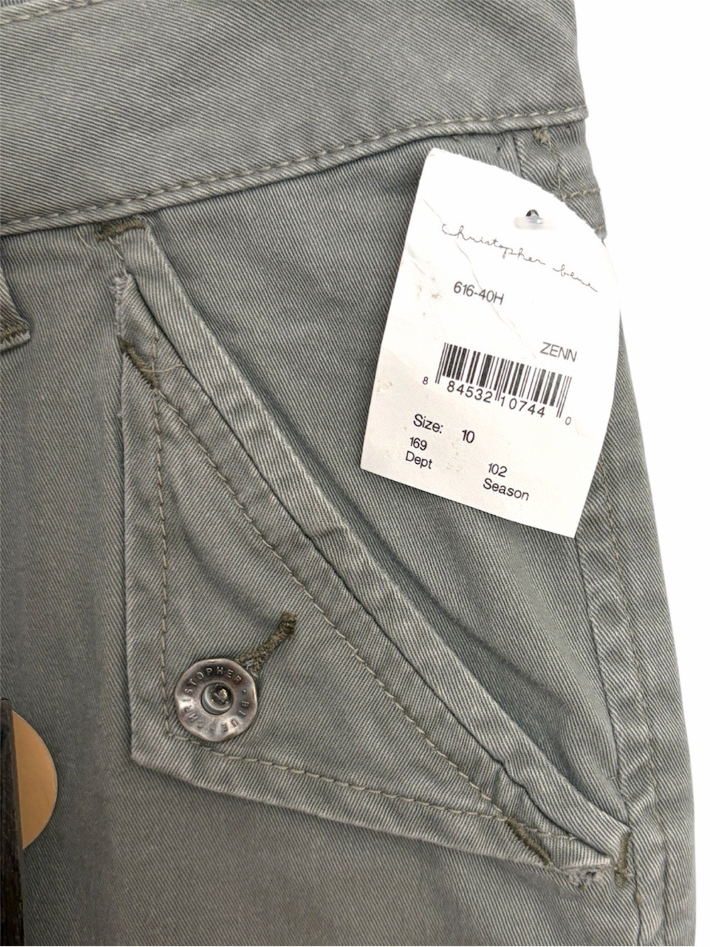 NWT Christopher Blue ZENN Cargo Cropped Pants Size 10 Green Mid Rise RIC Stretch - Picture 4 of 10